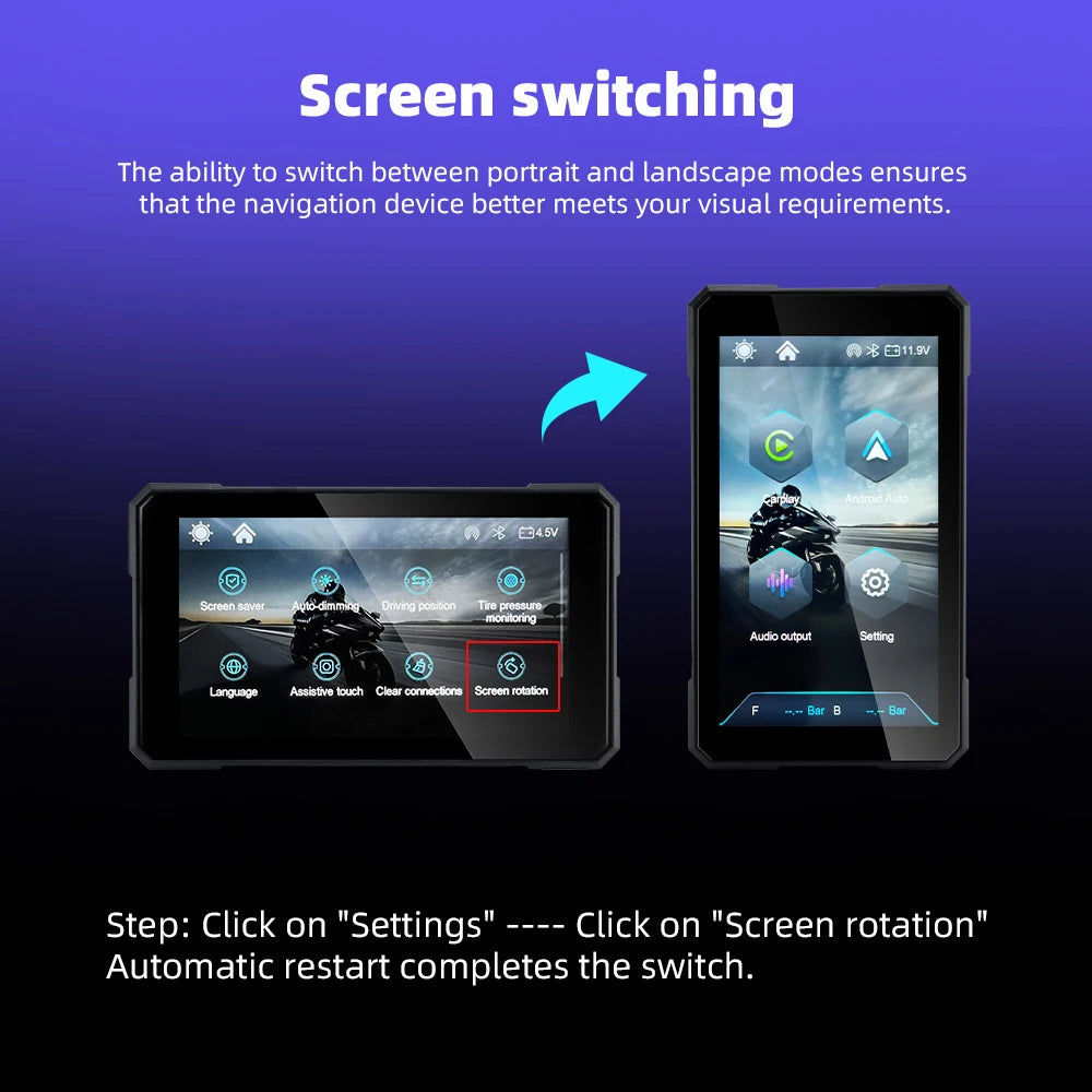 5.0 Inch Wireless Carplay Moto Android Auto Portable Digital Motorcycle Dashboard GPS Navigation Removable Display Screen