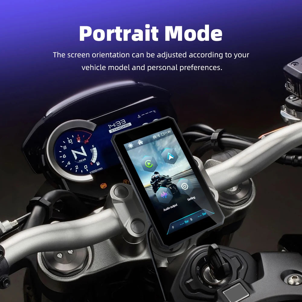 5.0 Inch Wireless Carplay Moto Android Auto Portable Digital Motorcycle Dashboard GPS Navigation Removable Display Screen